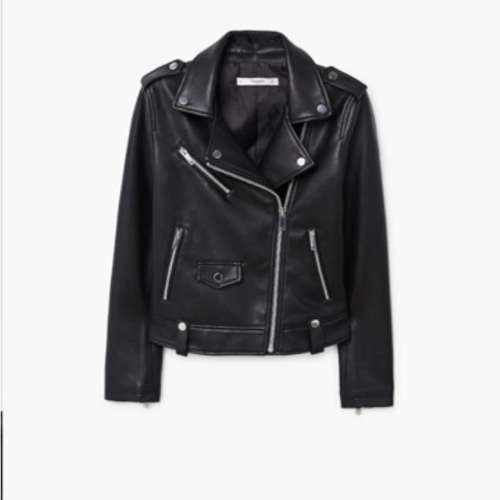 Mango Pre-owned Faux leather jacket - black size us xxs